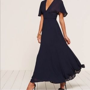 Reformation Maisie Dress, Navy Blue 6